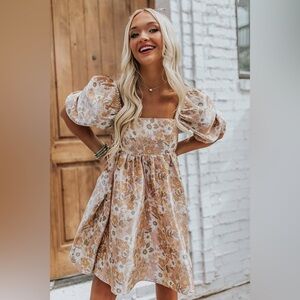 Etiquette boutique floral puff sleeve mini dress